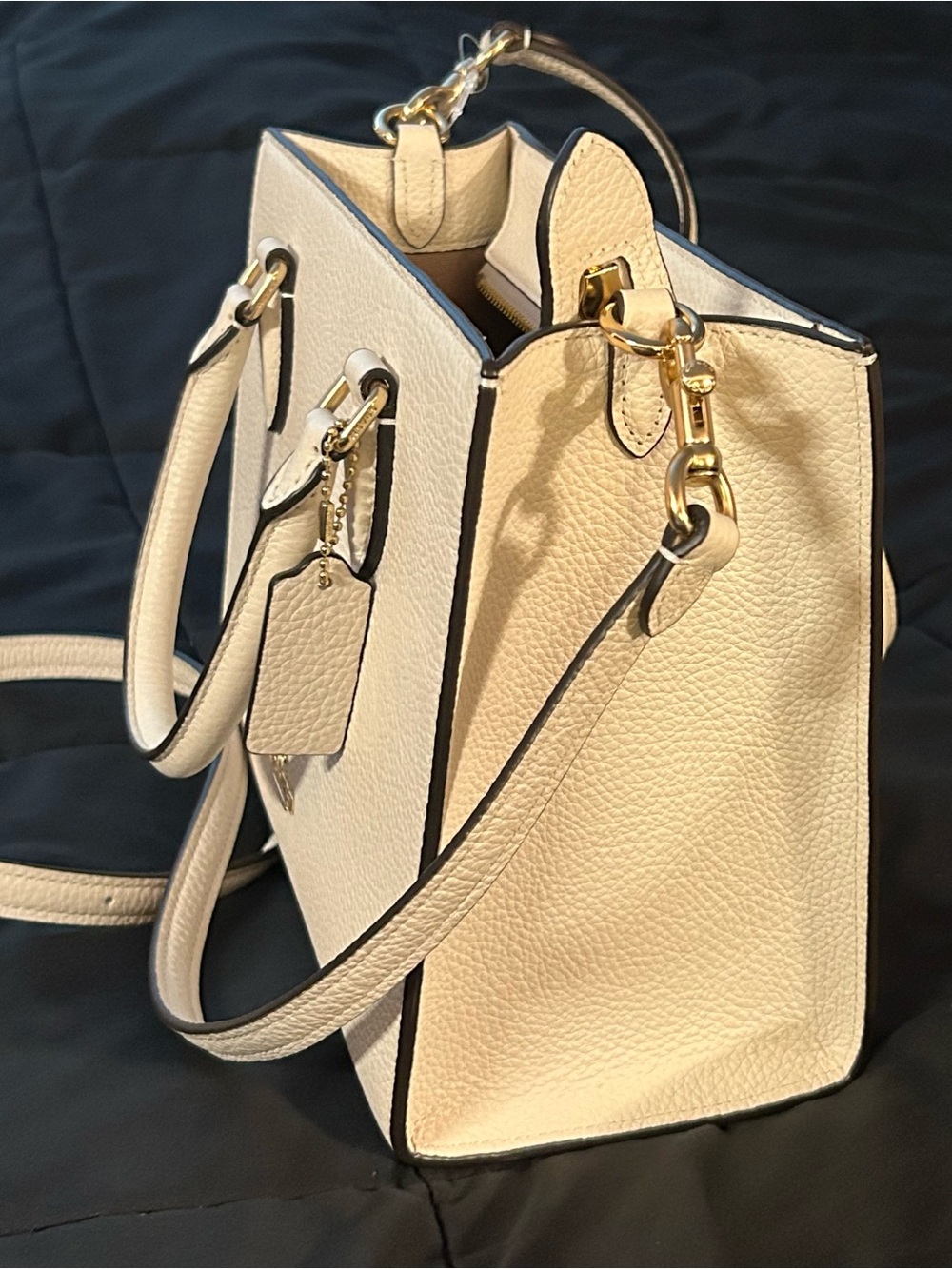 Coach Chalk Leather Crossbody Tote with Gold Hardware